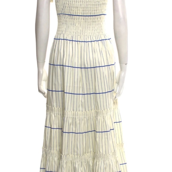 Tory Burch Striped Smocked Midi Dress - Picture 2 of 5